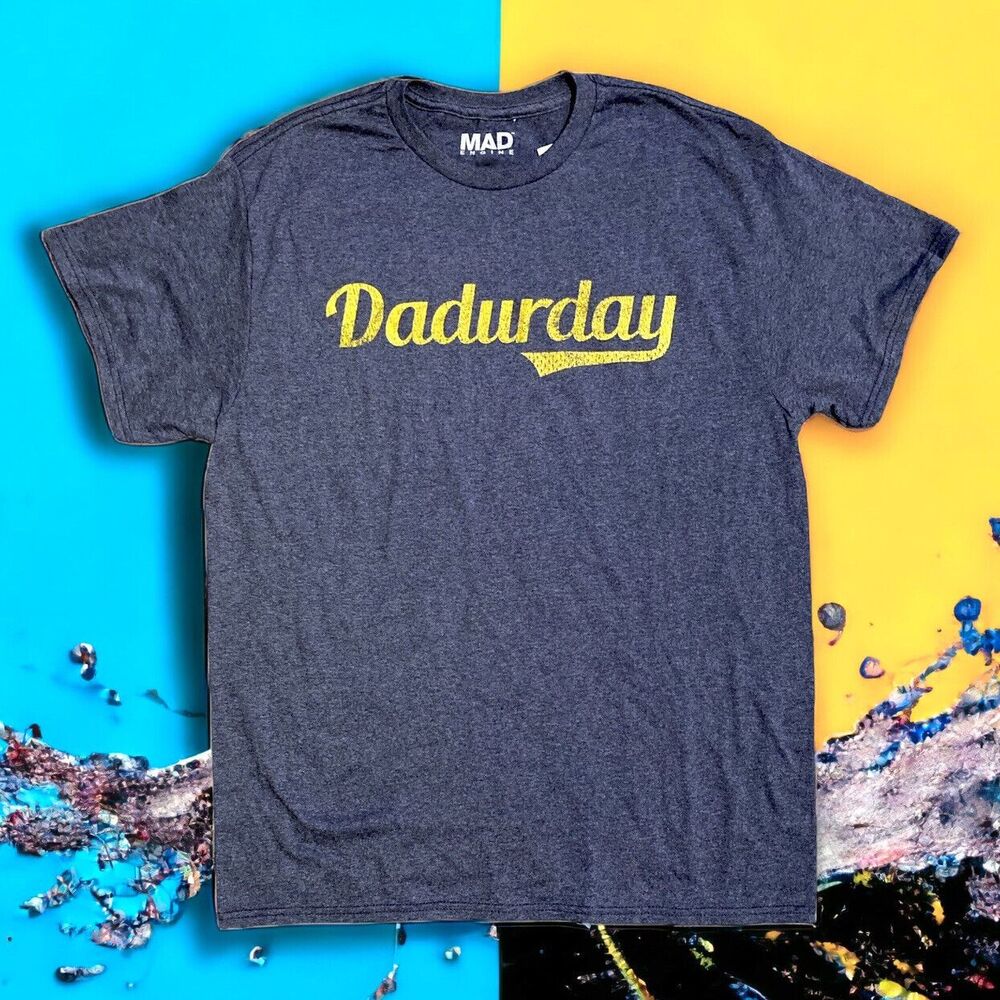 Men's 2XL Dadurday T-Shirt Dad's Fun Day Shirt Navy Birthday Mad Engine NEW